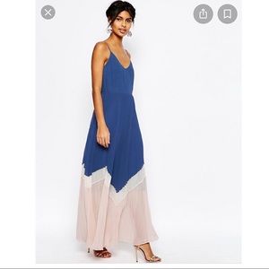 Maxi Dress in Pleated Color Block (Worn once)